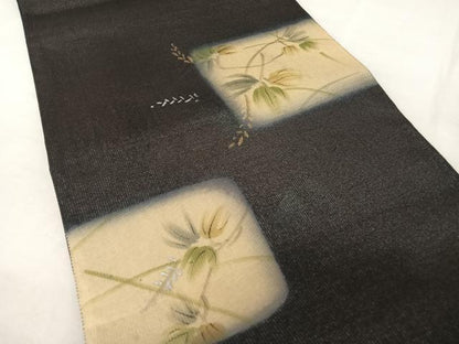 平和屋着物＊夏物 太鼓柄袋帯 手描き 枝花文 金銀彩 正絹 逸品 AAAZ3098np