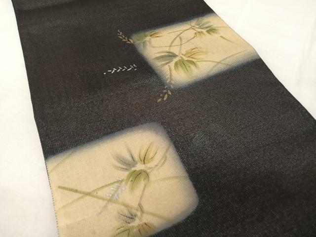 平和屋着物＊夏物 太鼓柄袋帯 手描き 枝花文 金銀彩 正絹 逸品 AAAZ3098np
