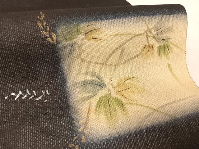 平和屋着物＊夏物 太鼓柄袋帯 手描き 枝花文 金銀彩 正絹 逸品 AAAZ3098np