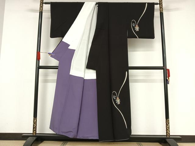 平和屋着物●世界的人形師　辻村寿三郎　ジュサブロー　訪問着　うさぎ　兎　黒地　正絹　逸品　AAAZ3106np