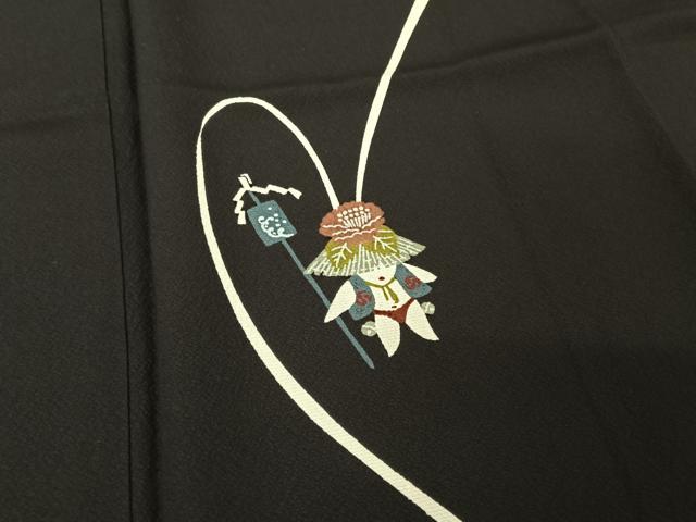 平和屋着物●世界的人形師　辻村寿三郎　ジュサブロー　訪問着　うさぎ　兎　黒地　正絹　逸品　AAAZ3106np