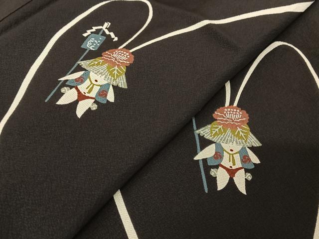 平和屋着物●世界的人形師　辻村寿三郎　ジュサブロー　訪問着　うさぎ　兎　黒地　正絹　逸品　AAAZ3106np