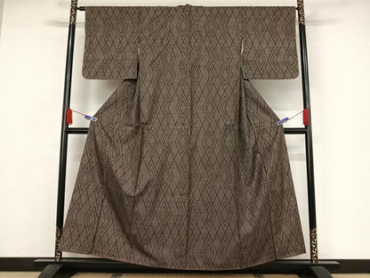 平和屋着物●本場大島紬 一元7マルキ 菱繋ぎ 正絹 逸品 未使用 AAAZ3118np
