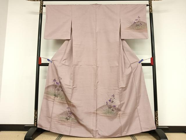 平和屋着物●訪問着 紬地 刺繍 草花文 金銀彩 正絹 逸品 AAAZ3123np