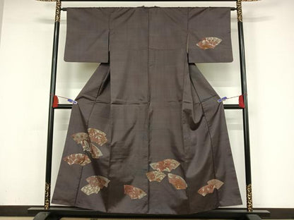 平和屋着物●本場染大島紬 訪問着 色紙花鳥更紗 正絹 逸品 AAAZ3124np