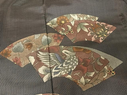平和屋着物●本場染大島紬 訪問着 色紙花鳥更紗 正絹 逸品 AAAZ3124np