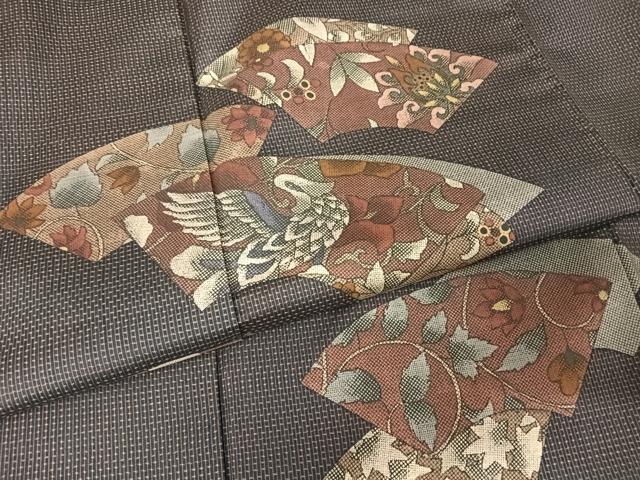 平和屋着物●本場染大島紬 訪問着 色紙花鳥更紗 正絹 逸品 AAAZ3124np
