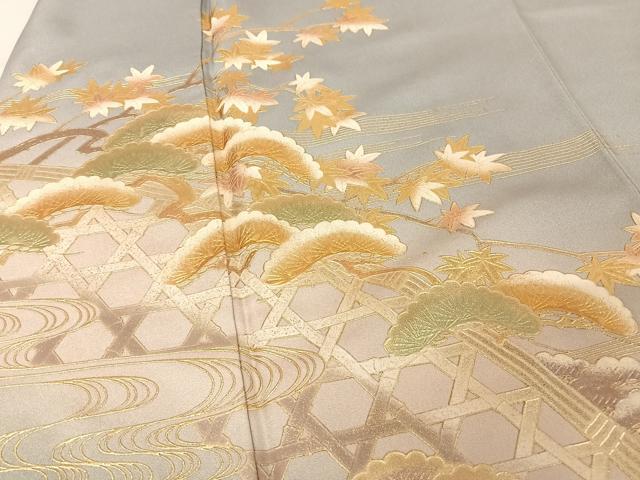 平和屋着物●金彩友禅　卓越技能者・名工・和田光正　訪問着　夢蒔絵　流水に松　暈し染め　金彩　正絹　逸品　AAAZ3132np