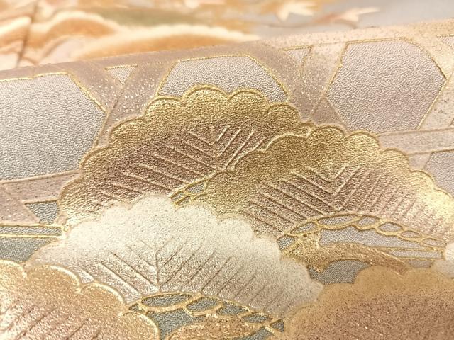 平和屋着物●金彩友禅　卓越技能者・名工・和田光正　訪問着　夢蒔絵　流水に松　暈し染め　金彩　正絹　逸品　AAAZ3132np