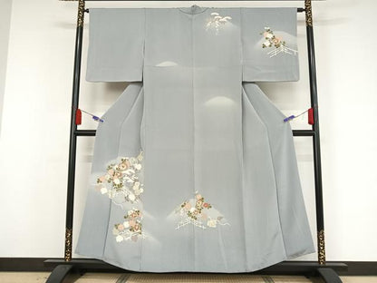 平和屋着物●訪問着 友禅 花籬文 鬼しぼ縮緬 正絹 逸品 AAAZ3141np