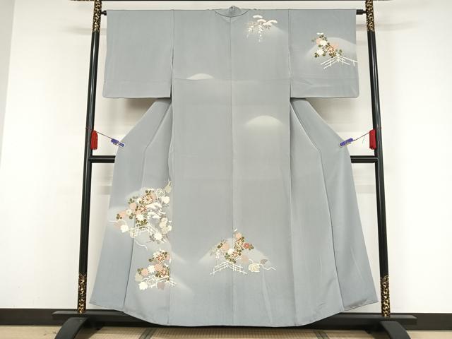 平和屋着物●訪問着 友禅 花籬文 鬼しぼ縮緬 正絹 逸品 AAAZ3141np