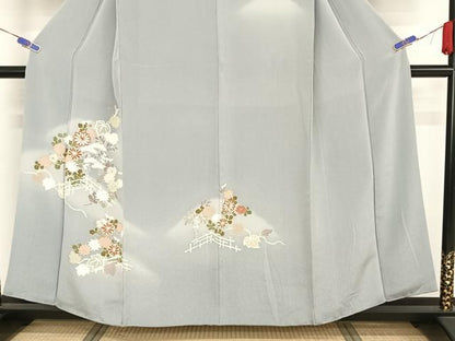 平和屋着物●訪問着 友禅 花籬文 鬼しぼ縮緬 正絹 逸品 AAAZ3141np