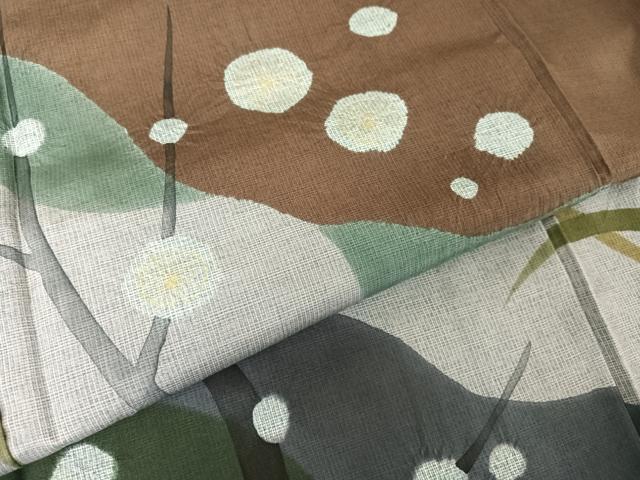 平和屋着物●本場染大島紬 訪問着 絞り 枝花に露芝 正絹 逸品 AAAZ3143np