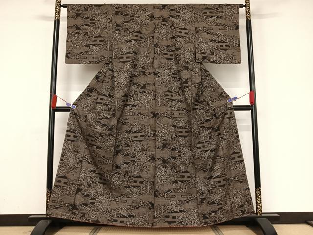 平和屋着物●本場大島紬　一元7マルキ　草花文　正絹　逸品　未使用　AAAZ3147np