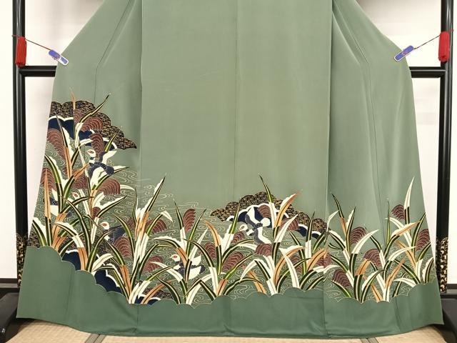 平和屋着物●豪華色留袖　友禅　葦雁文様　正絹　逸品　AAAZ3178np
