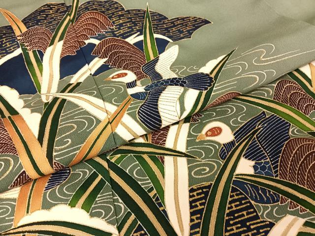 平和屋着物●豪華色留袖　友禅　葦雁文様　正絹　逸品　AAAZ3178np