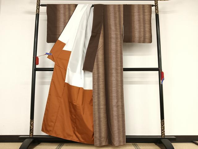 平和屋着物●上質な紬 縞 正絹 逸品 未使用 AAAZ3182np