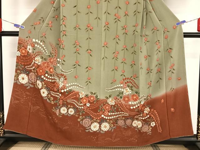平和屋着物●訪問着 辻が花 暈し染め 鬼しぼ縮緬 正絹 逸品 AAAZ3188np