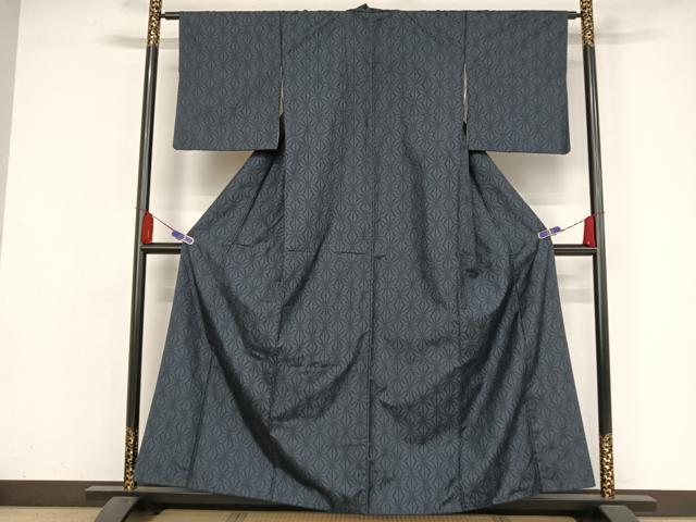 平和屋着物●上質な紬 麻の葉文様 正絹 逸品 AAAZ3193np