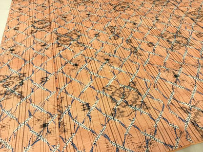 平和屋着物●上質な小紋 紬地 絞り 網目花文 正絹 逸品 AAAZ3198np