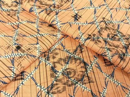 平和屋着物●上質な小紋 紬地 絞り 網目花文 正絹 逸品 AAAZ3198np