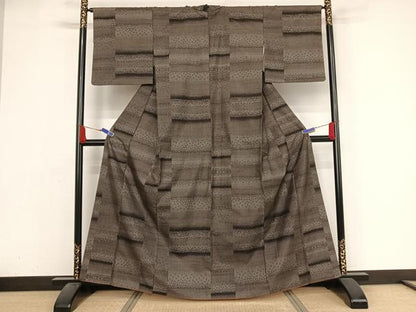 平和屋着物●本場大島紬 カタス7マルキ 横段文 正絹 逸品 AAAZ3203np