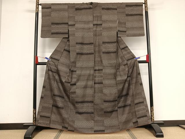 平和屋着物●本場大島紬 カタス7マルキ 横段文 正絹 逸品 AAAZ3203np