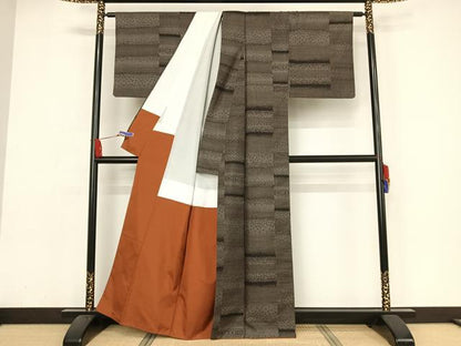平和屋着物●本場大島紬 カタス7マルキ 横段文 正絹 逸品 AAAZ3203np