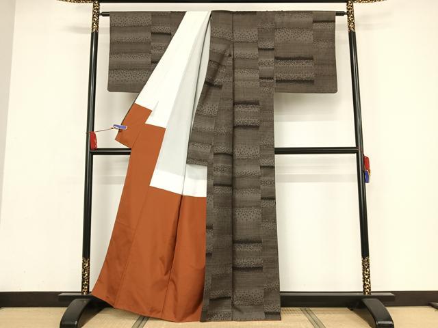 平和屋着物●本場大島紬 カタス7マルキ 横段文 正絹 逸品 AAAZ3203np
