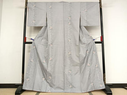 平和屋着物●都喜ヱ門　本場大島紬　白大島　カタス7マルキ　総絣　枝花間道　藤絹織物謹製　正絹　逸品　AAAZ3217np