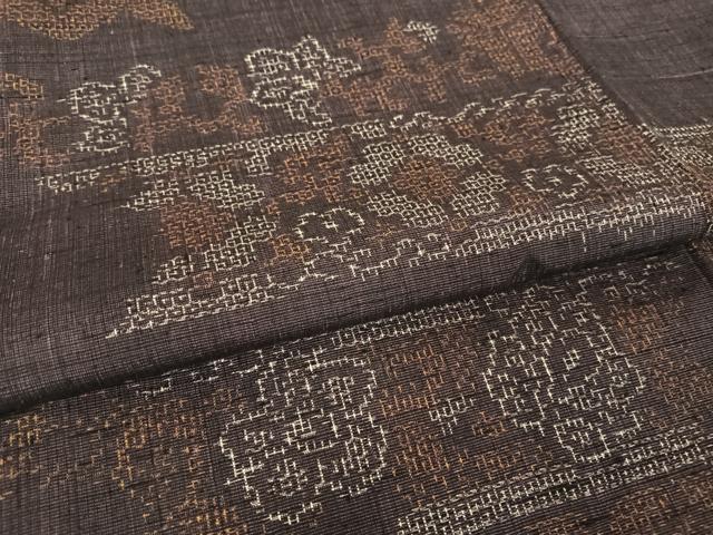 平和屋着物●結城紬　80亀甲　横段花文　正絹　逸品　AAAZ3220np