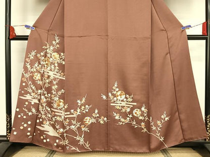 平和屋着物●訪問着 駒刺繍 雪輪枝橘文 金糸 金彩 正絹 逸品 AAAZ3222np