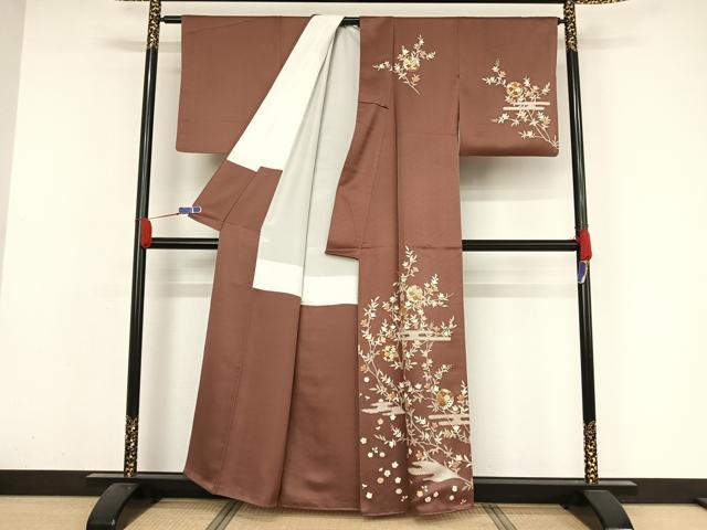 平和屋着物●訪問着 駒刺繍 雪輪枝橘文 金糸 金彩 正絹 逸品 AAAZ3222np