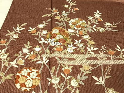 平和屋着物●訪問着 駒刺繍 雪輪枝橘文 金糸 金彩 正絹 逸品 AAAZ3222np