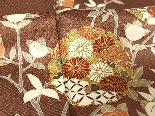 平和屋着物●訪問着 駒刺繍 雪輪枝橘文 金糸 金彩 正絹 逸品 AAAZ3222np