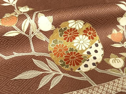 平和屋着物●訪問着 駒刺繍 雪輪枝橘文 金糸 金彩 正絹 逸品 AAAZ3222np
