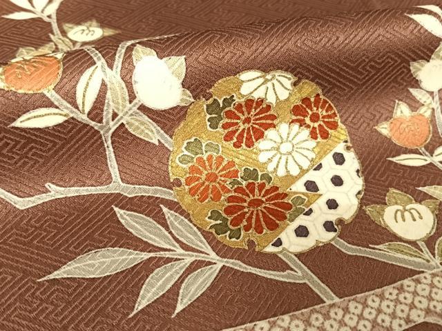 平和屋着物●訪問着 駒刺繍 雪輪枝橘文 金糸 金彩 正絹 逸品 AAAZ3222np