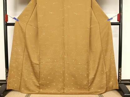 平和屋着物●訪問着　芝に舞桜　正絹　逸品　AAAZ3224np