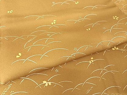 平和屋着物●訪問着　芝に舞桜　正絹　逸品　AAAZ3224np