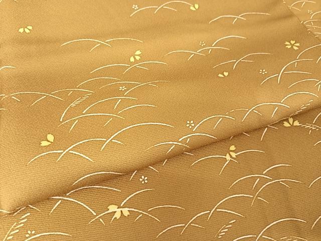 平和屋着物●訪問着　芝に舞桜　正絹　逸品　AAAZ3224np