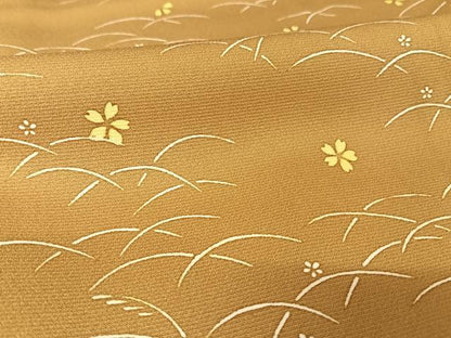 平和屋着物●訪問着　芝に舞桜　正絹　逸品　AAAZ3224np