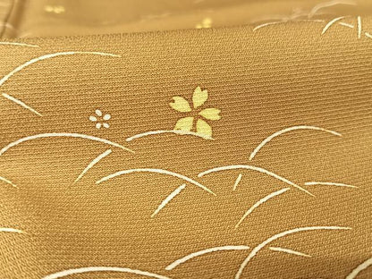 平和屋着物●訪問着　芝に舞桜　正絹　逸品　AAAZ3224np