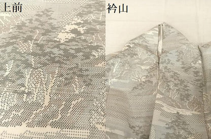平和屋着物●本場大島紬　白大島　カタス9マルキ　樹林文　正絹　逸品　AAAZ3227np