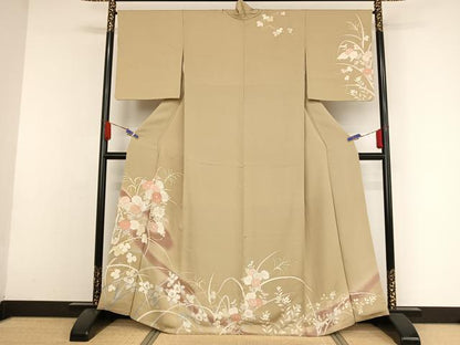 平和屋着物●訪問着 駒刺繍 草花文 暈し染め 金糸 金彩 鈴乃屋扱い 正絹 逸品 AAAZ3234np