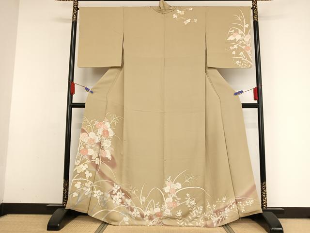 平和屋着物●訪問着 駒刺繍 草花文 暈し染め 金糸 金彩 鈴乃屋扱い 正絹 逸品 AAAZ3234np