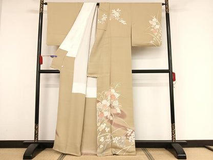 平和屋着物●訪問着 駒刺繍 草花文 暈し染め 金糸 金彩 鈴乃屋扱い 正絹 逸品 AAAZ3234np