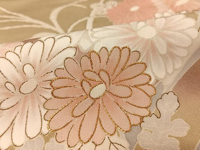 平和屋着物●訪問着 駒刺繍 草花文 暈し染め 金糸 金彩 鈴乃屋扱い 正絹 逸品 AAAZ3234np