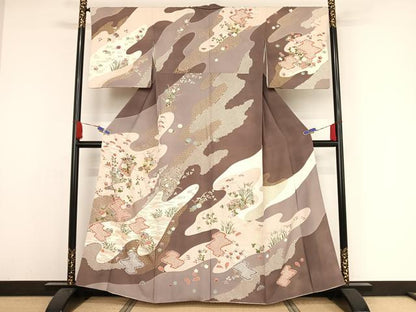 平和屋着物●訪問着 流水鴛鴦文 金彩 正絹 逸品 AAAZ3235np