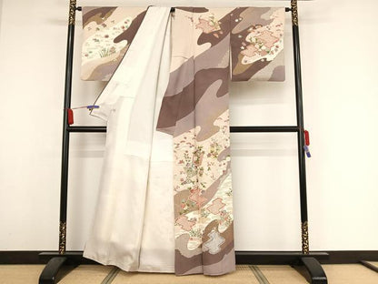 平和屋着物●訪問着 流水鴛鴦文 金彩 正絹 逸品 AAAZ3235np