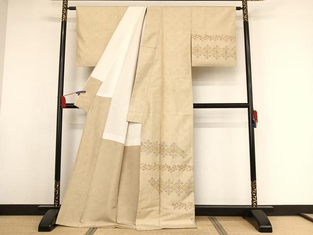 平和屋着物●本場染大島紬　訪問着　花唐草文　ロング丈　正絹　逸品　AAAZ3236np